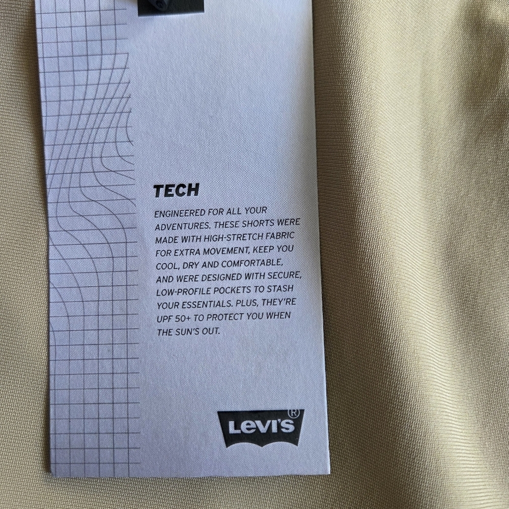 Levi's Men's Tan Cooling Tech Shorts With Upf 50+ Protection. - Picture 6 of 13
